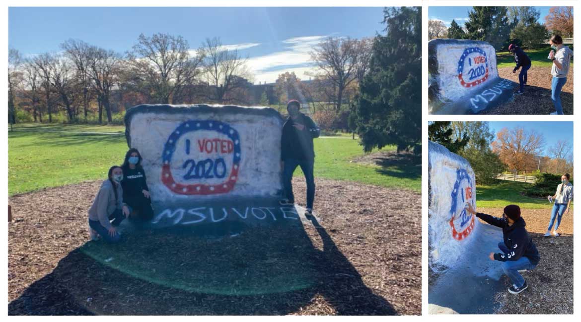 Student Paint the MSU Rock