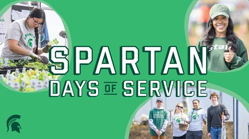 Graphic featuring photos of Spartan Days of Service volunteers