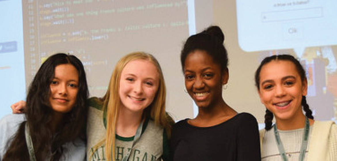 Group of Girls part of the MSU Girls Who Code Program